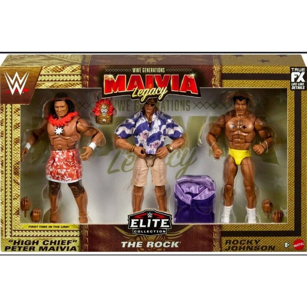 WWE Mattel Elite Rock, Rocky Johnson, Peter Maivia WWE Generations Legacy 3-Pack